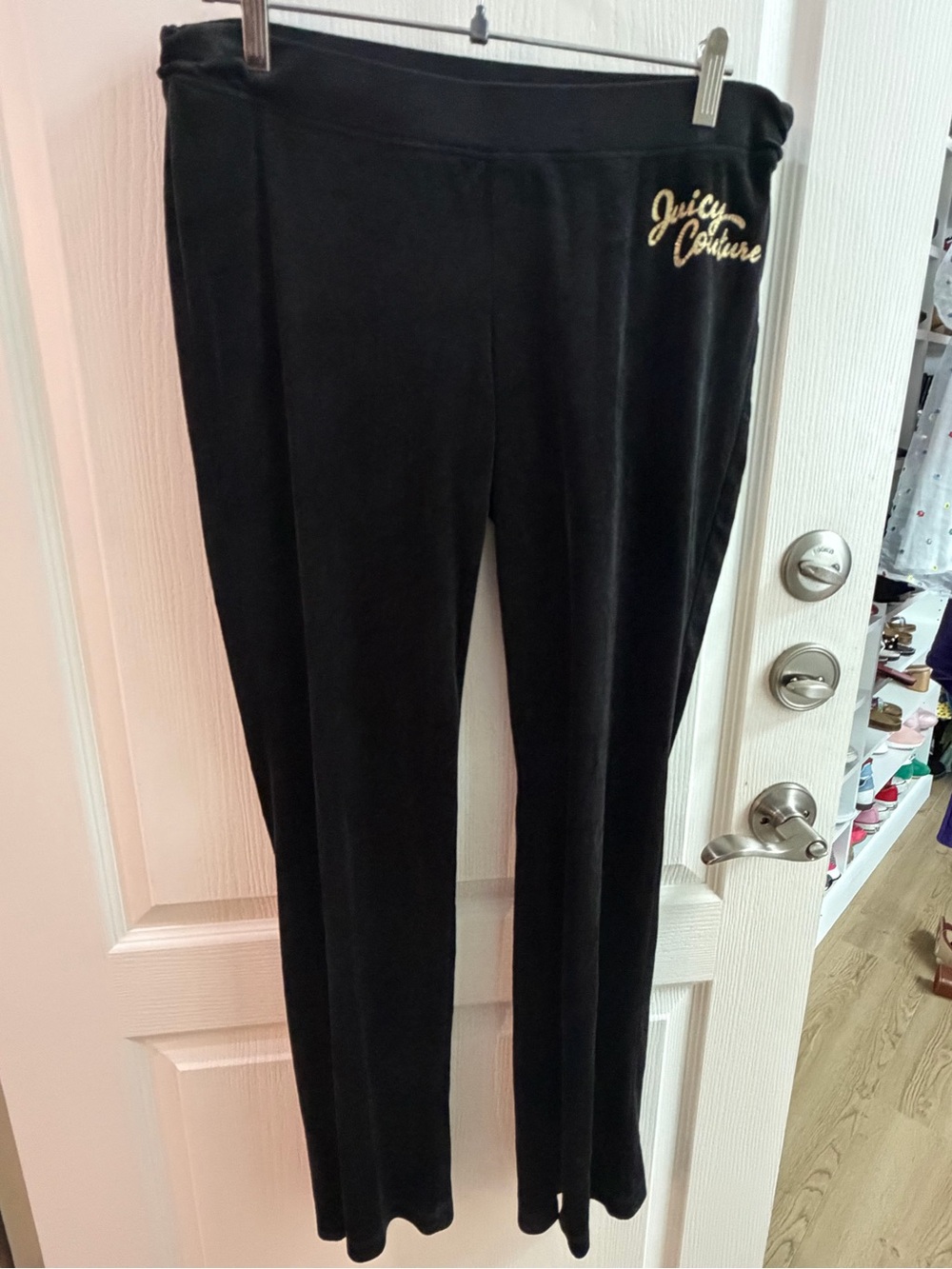 Juicy Couture Black Velour Lounge Pants with Gold Logo